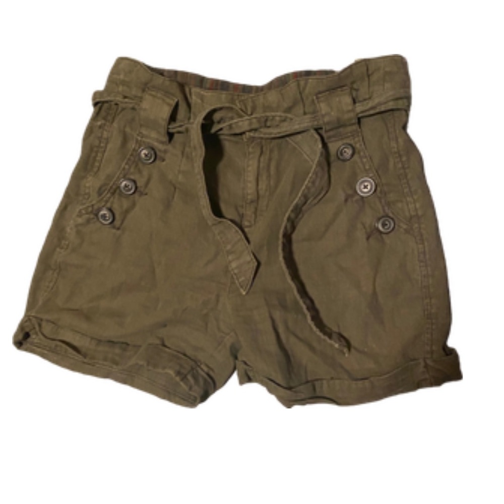 🎄Anthropologie Daughters of the Liberation Olive Khaki Shorts High Rise Belted